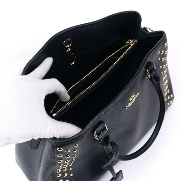 NWT Coach Studded Crossgrain Margo Carryall 35274 Midnight - Picture 9 of 10